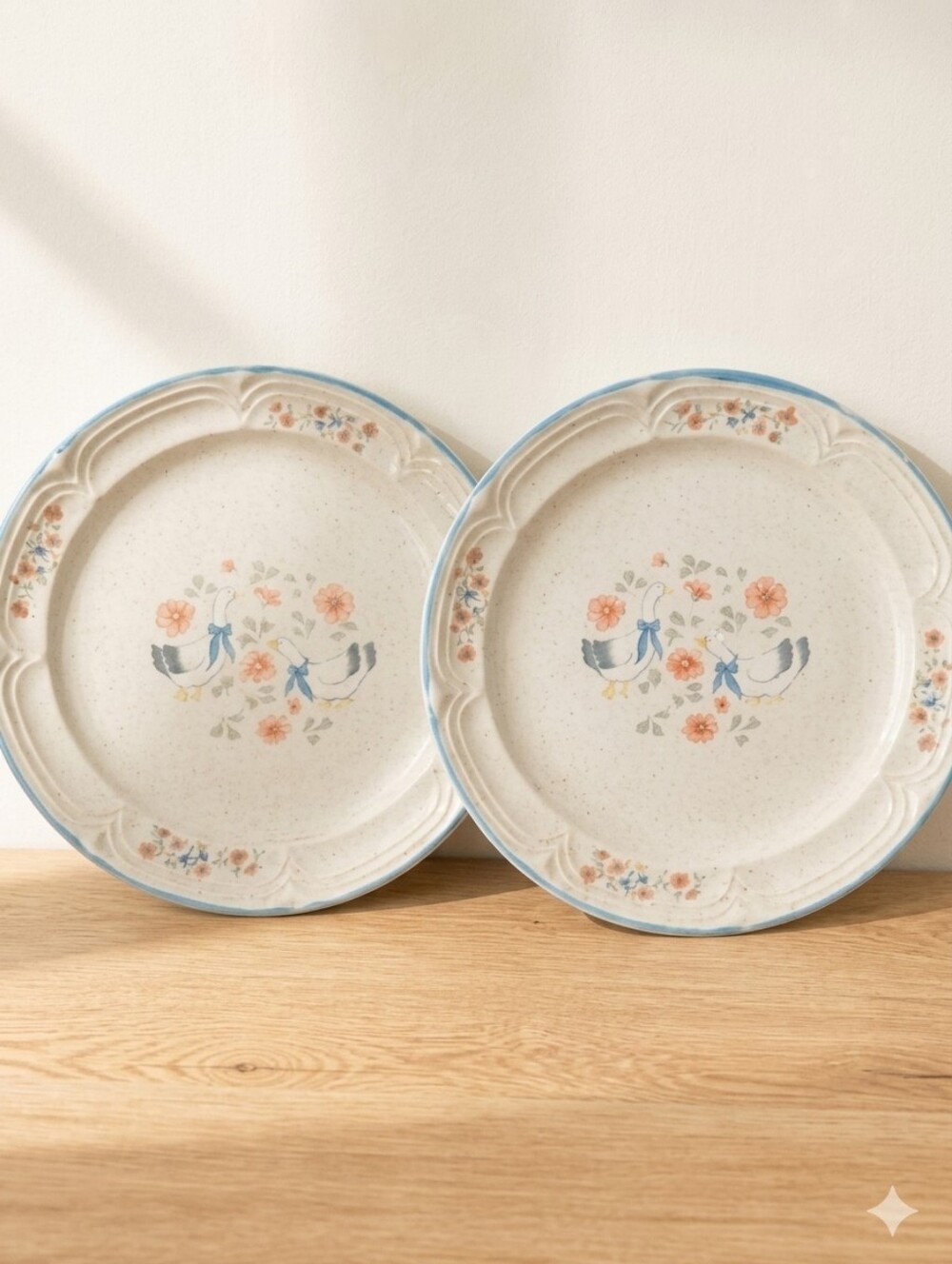 Vintage Made in Korea Goose Bread Plates – Blue Ribbon Farmhouse Décor Set of 2
